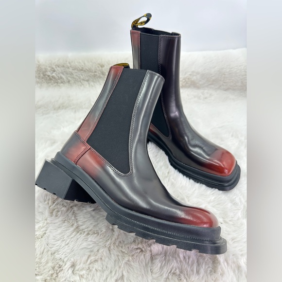 Dr. Martens MAYBOLE CHELSEA BLACK+CHERRY RED Boots square toe size 9 NWT - Picture 4 of 16